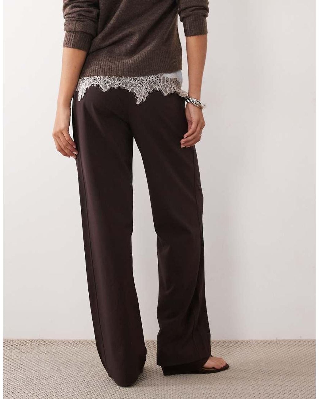 Jdy Brown Mid Waist Straight Leg Tailored Trousers Co-ord