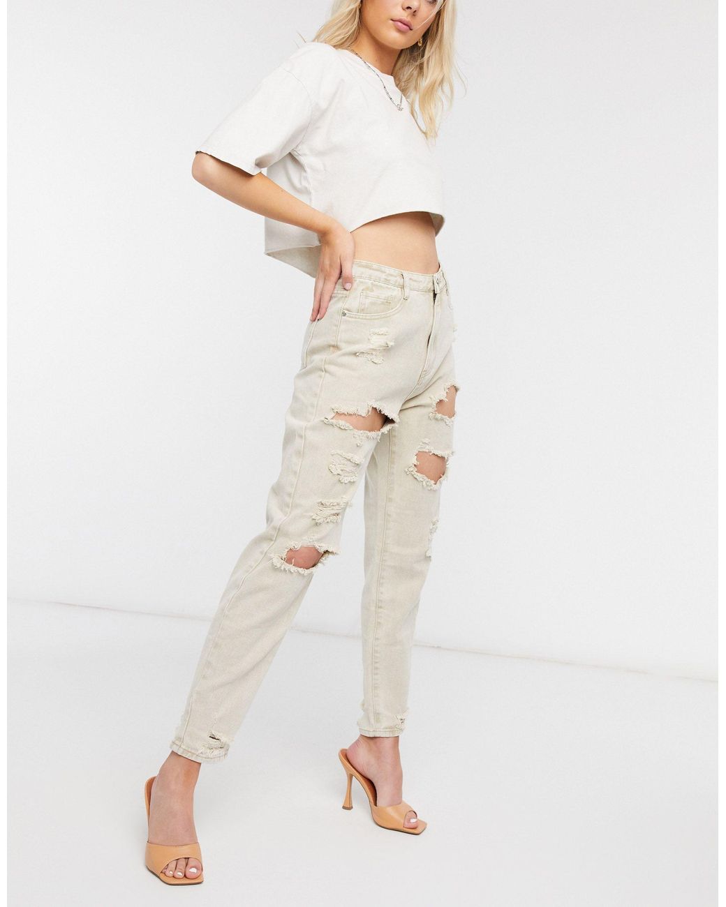 Missguided Denim Tall Sand Extreme 