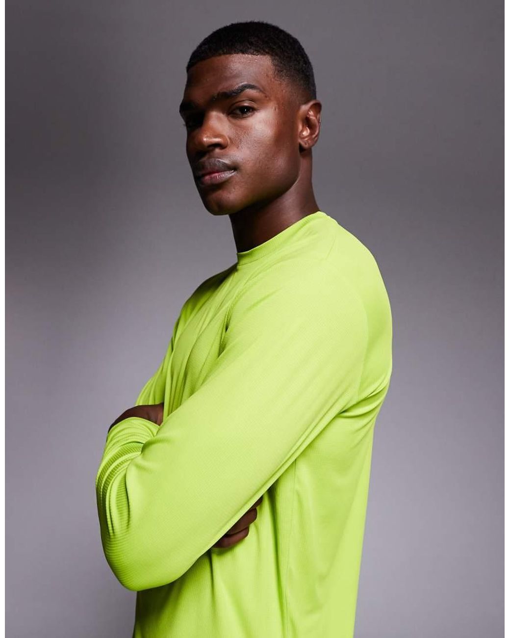 4505 Green Quick Dry Technical Mesh Relaxed Fit Long Sleeve Running T-shirt for men
