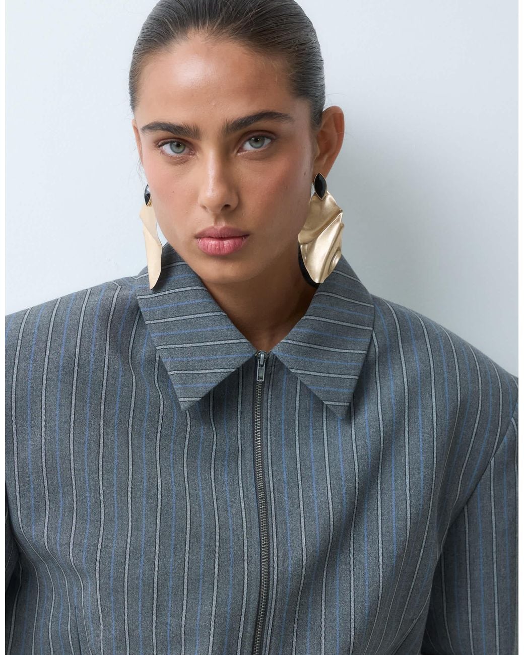 ASOS Blue Oversized Shoulder Bomber Jacket