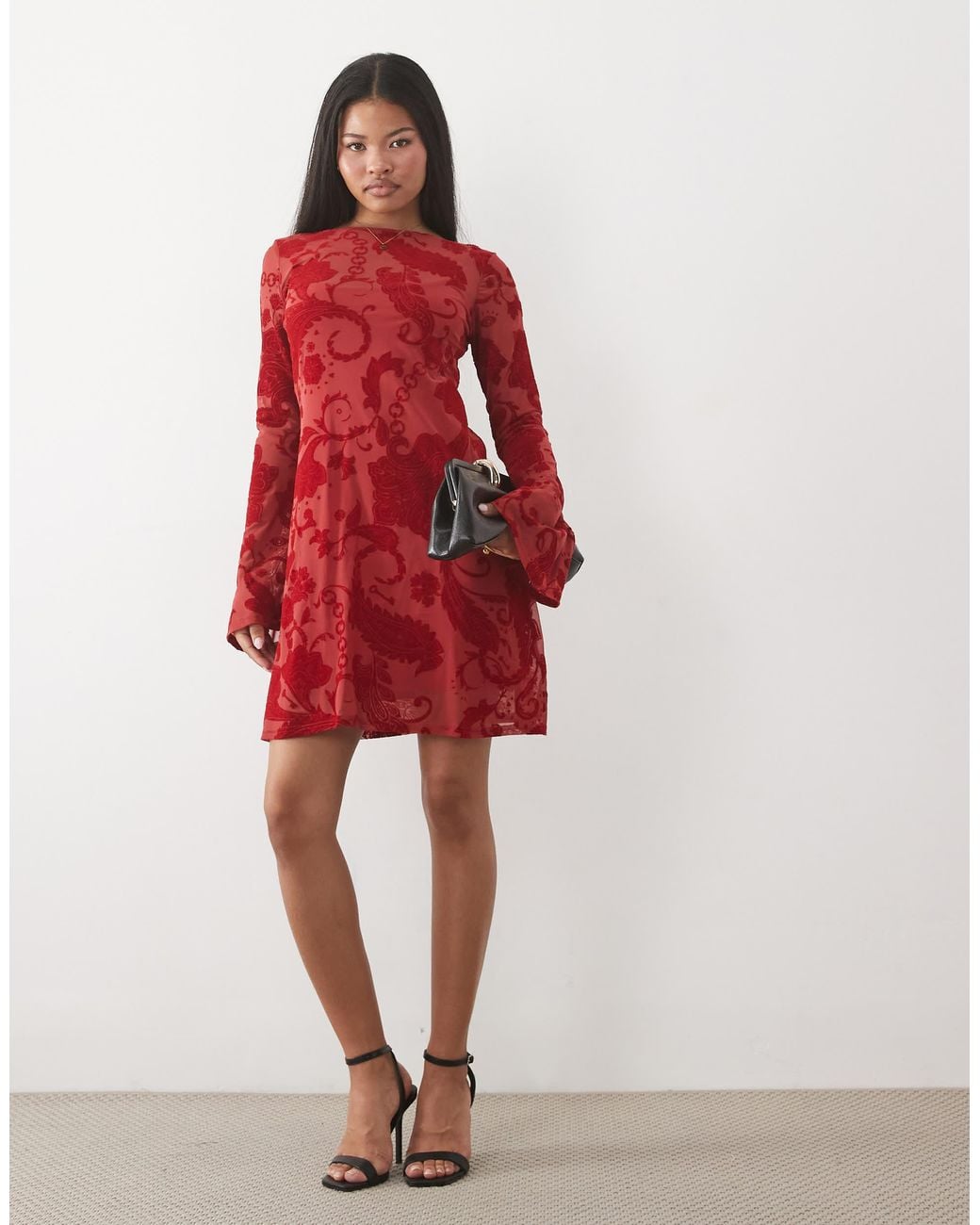 Never Fully Dressed Red Aria Mesh Devoure Mini Dress