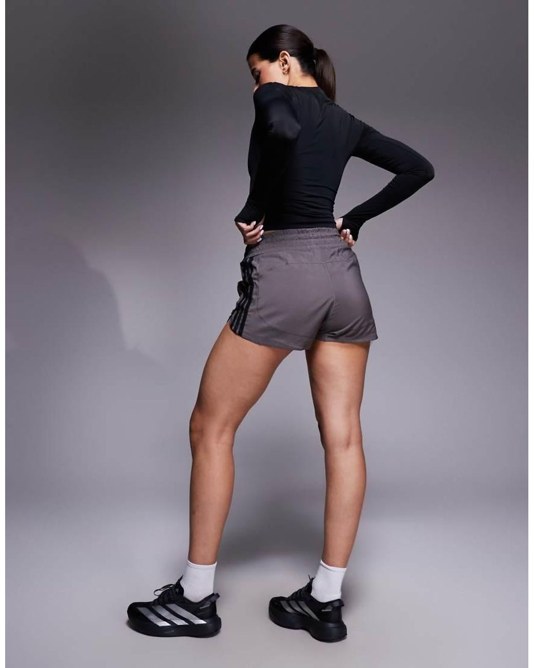 Adidas Originals Black Adidas Training Pacer High Waisted Shorts