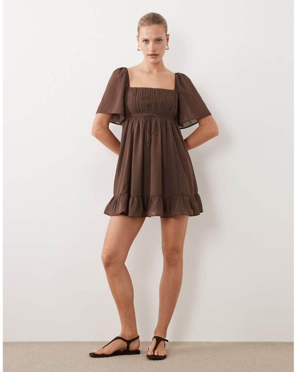 Abercrombie & Fitch Brown Floaty Mini Babydoll Dress