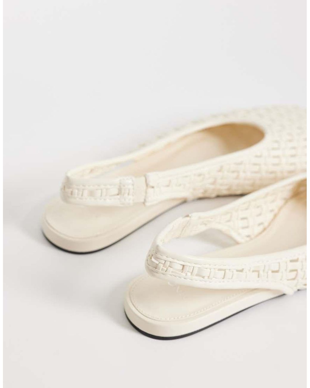 Mango Natural Woven Flat Slingback Shoe