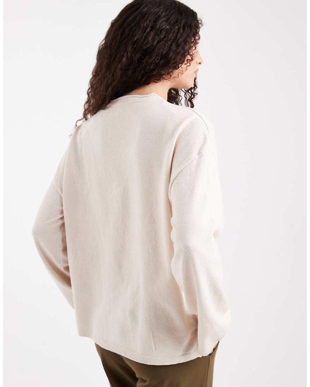 ONLY White Round Neck Boxy Knitted Top