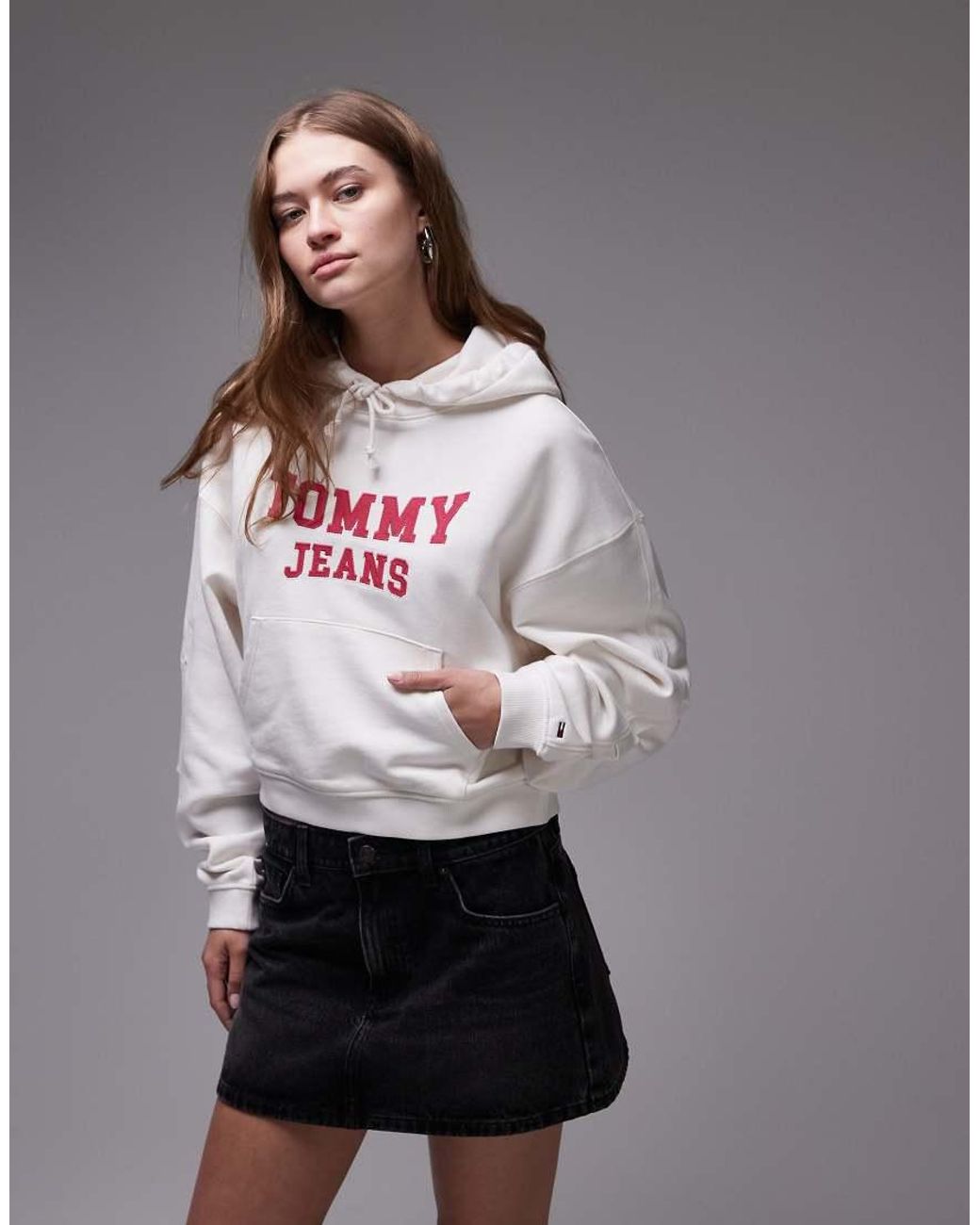 Tommy Hilfiger Gray Boxy Varsity Logo Hoodie