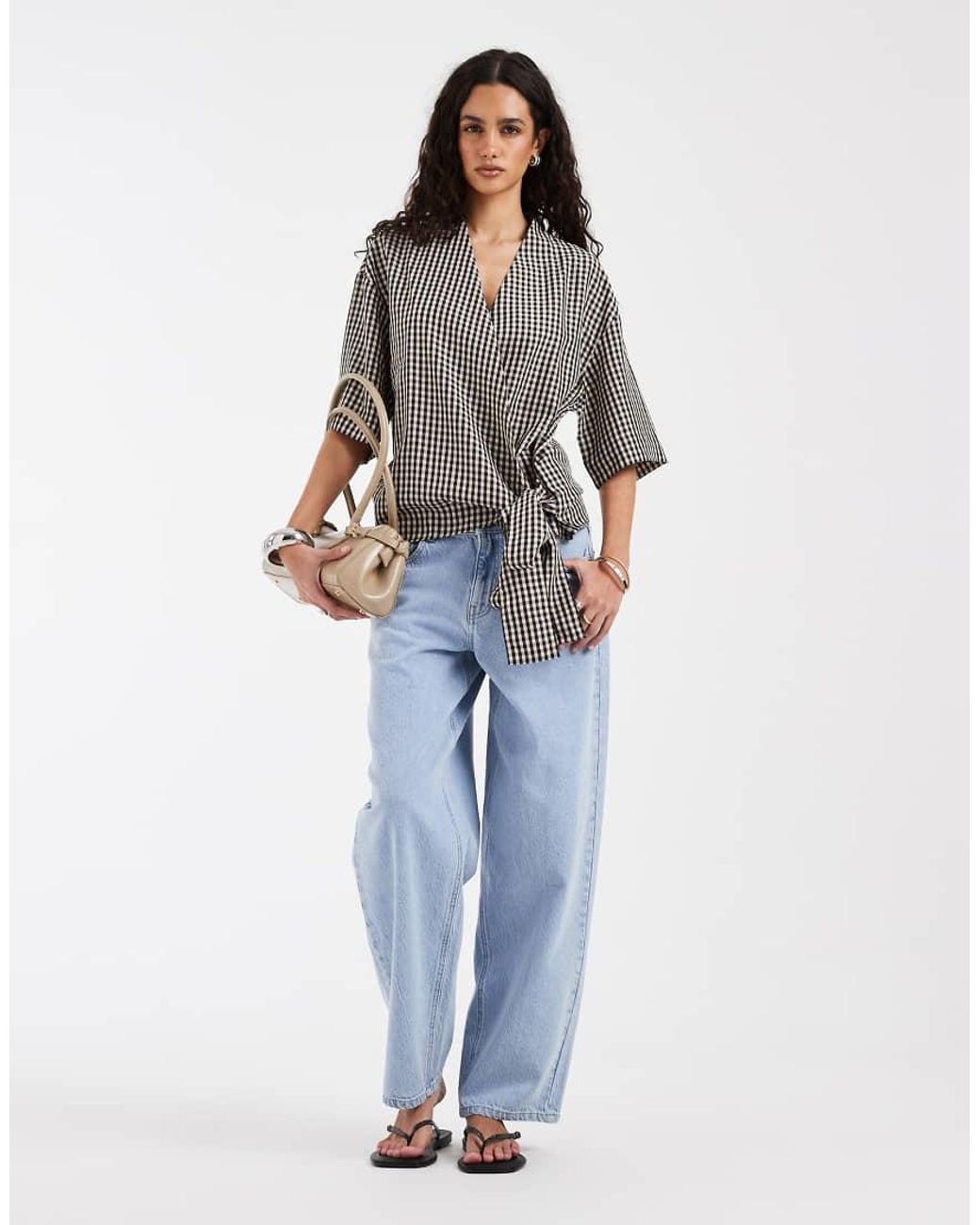 & Other Stories Gray Wrap Top