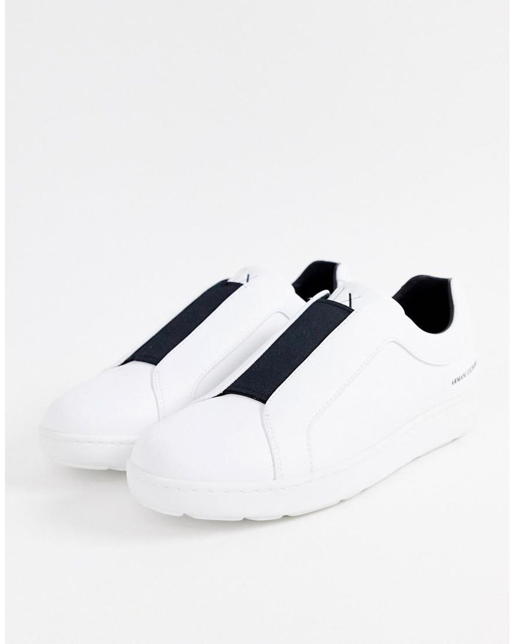 Armani Exchange Elasticated Slip On Trainers In White for Men | Lyst