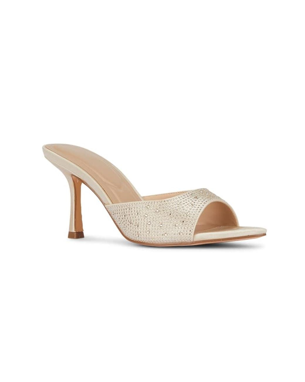 SEQWL White Open Toe Slip-On High Heel Mule Sandals
