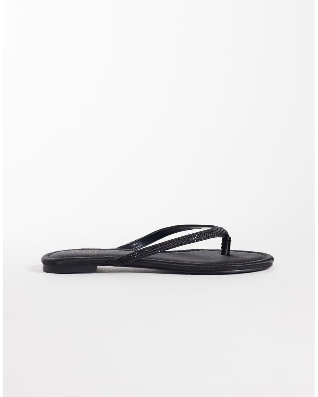 SIMMI Black Simmi London Selene Wide Fit Embellished Flip Flops