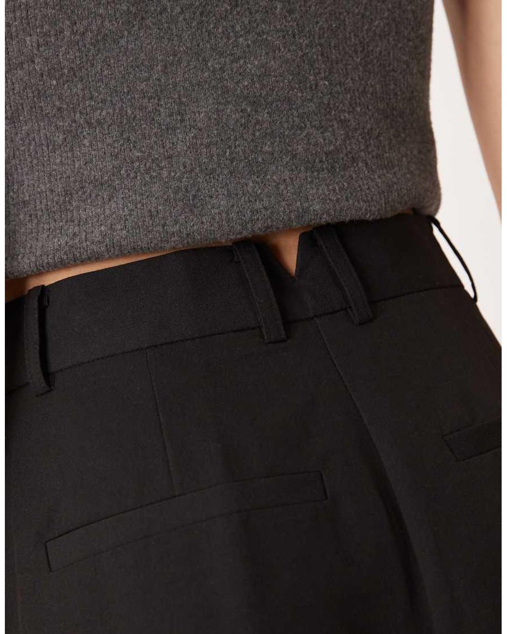 ASOS Black Tall Tailored Wide Leg Trousers With Pleat Detail