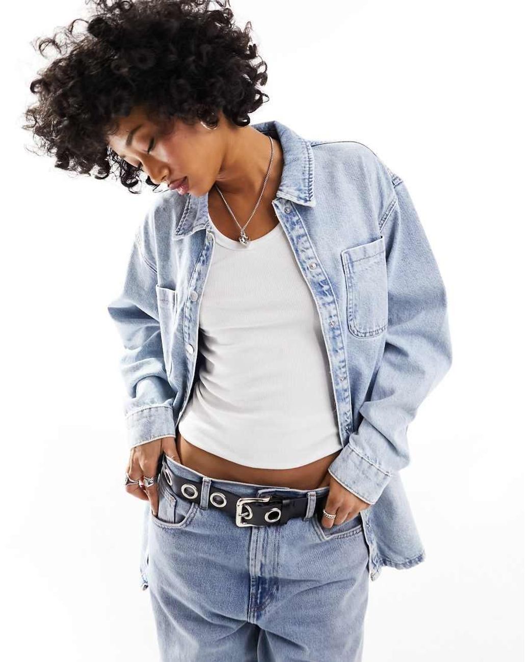 Noisy May Blue Denim Shacket