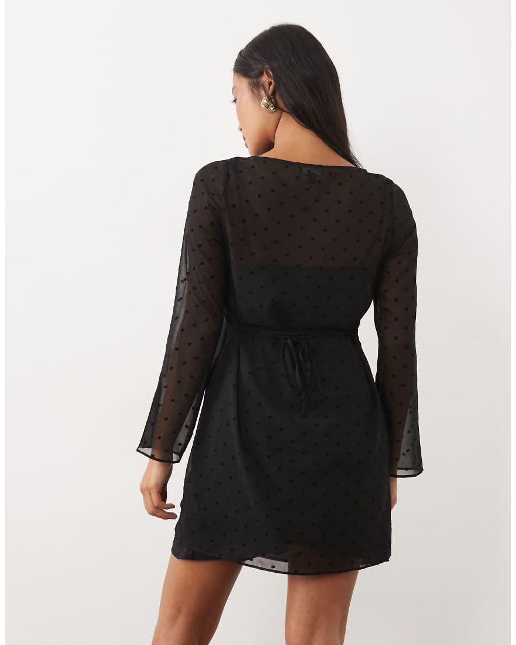 Nobody's Child Petite Black Priya Mesh Overlay Mini Dress