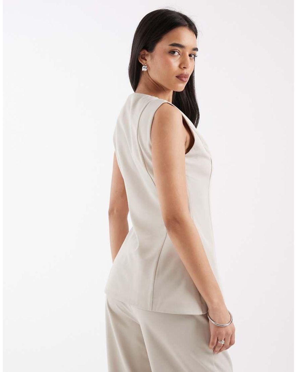 Pretty Lavish White Asymmetric Tailored Waistcoat Co-Ord