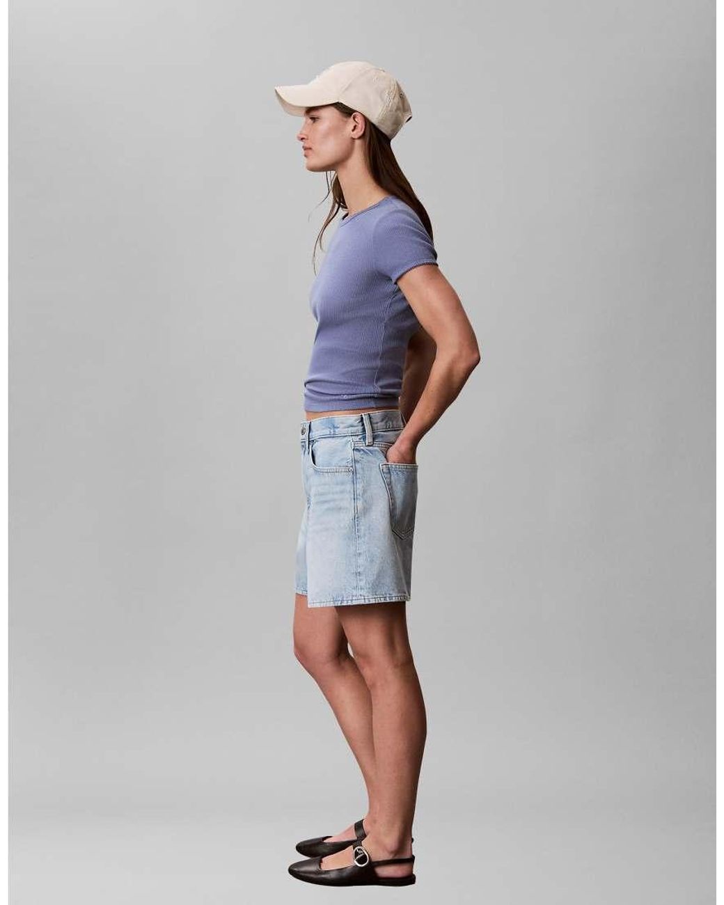 Calvin Klein Blue High Rise A-Line Jorts