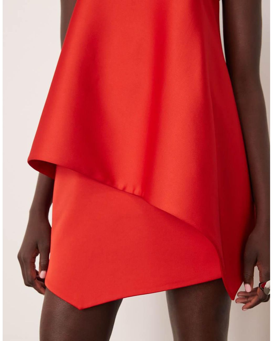 ARRANGE Red Square Cut Bandeau Mini Dress