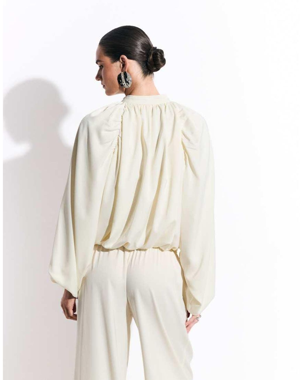Missy Empire White Missy Empire Satin Balloon Sleeve Bomber Jacket