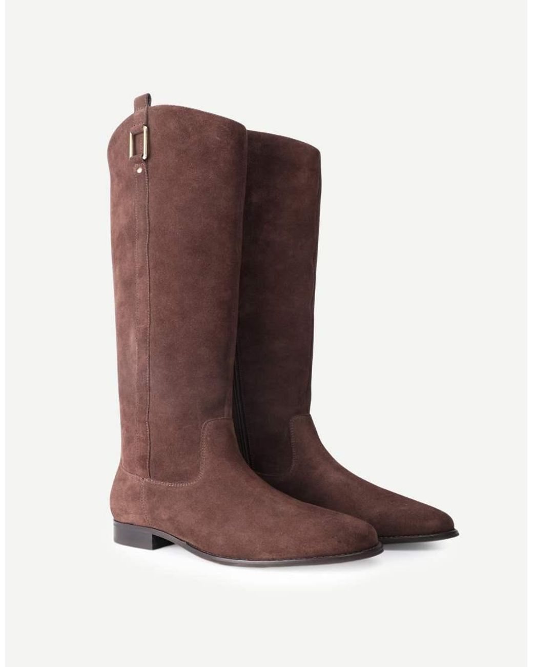 OFF THE HOOK Brown Marie Suede Knee High Riding Boots