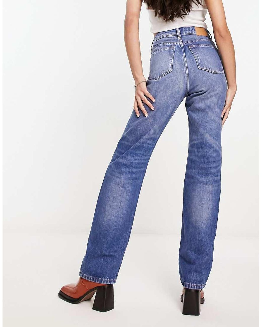 Weekday Blue Rowe Extra High Waist Straight Leg Jeans