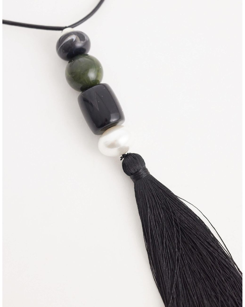 Mango White Statement Tassel Necklace