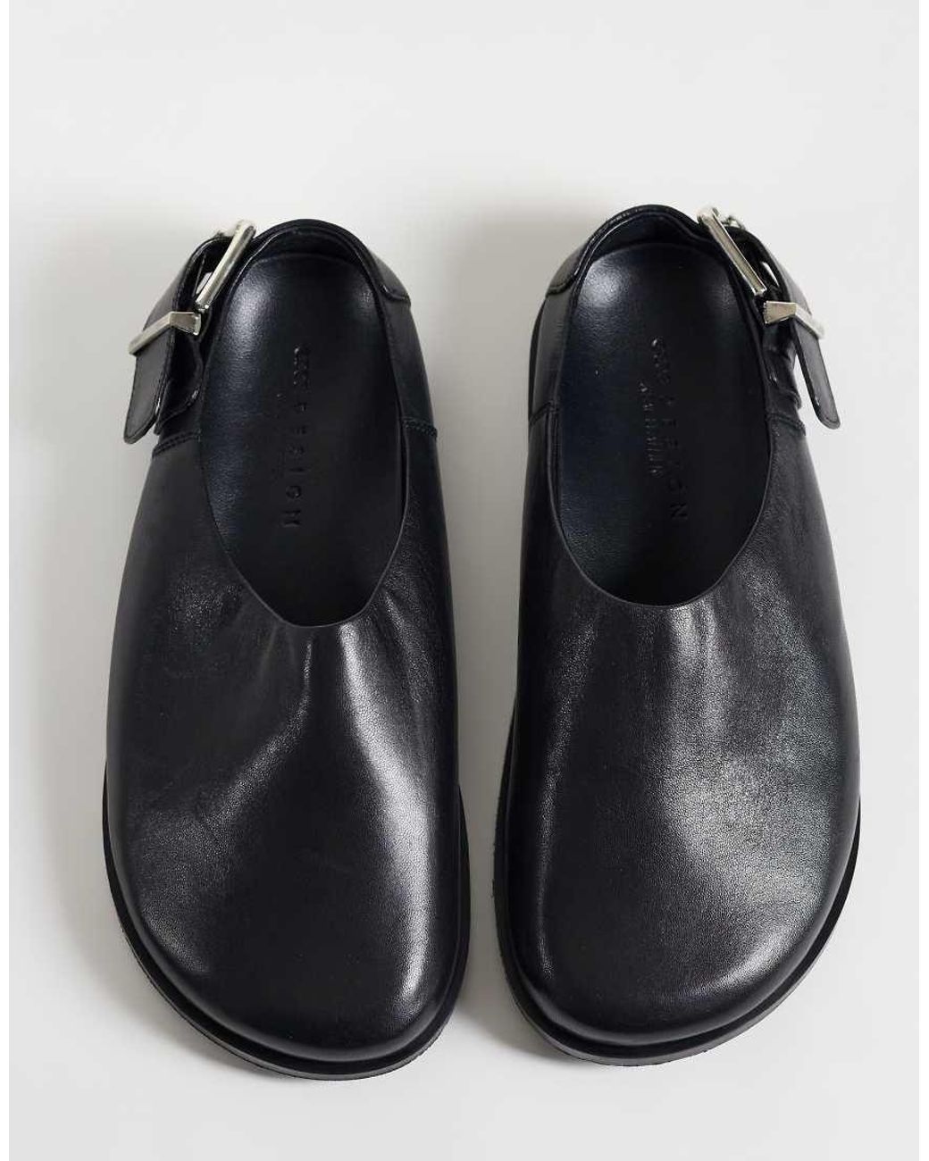 ASOS Black Marshall Real Leather Flat Mules