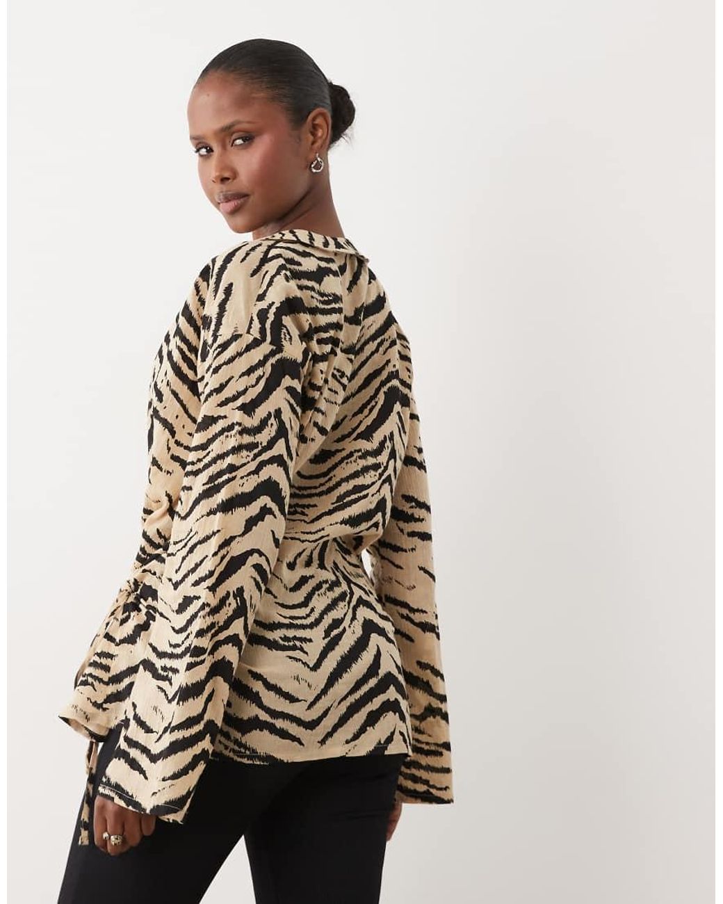 ASOS Metallic Crinkle Tie Front Cover Up