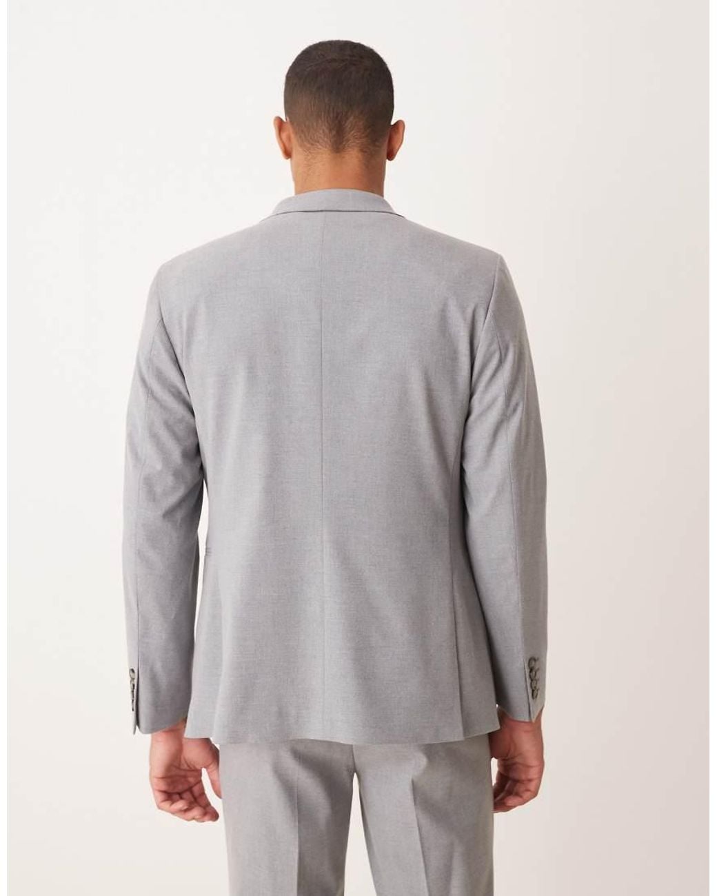 ASOS Gray Double Breasted Slim Suit Jacket for men