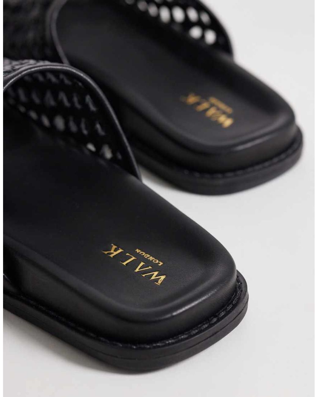 Walk London Black Lara Weave Mule