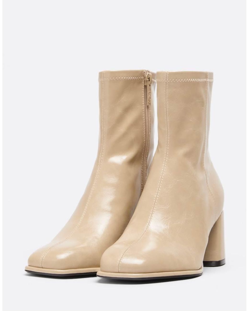 Stradivarius White Fitted Shaft Heeled Ankle Boots