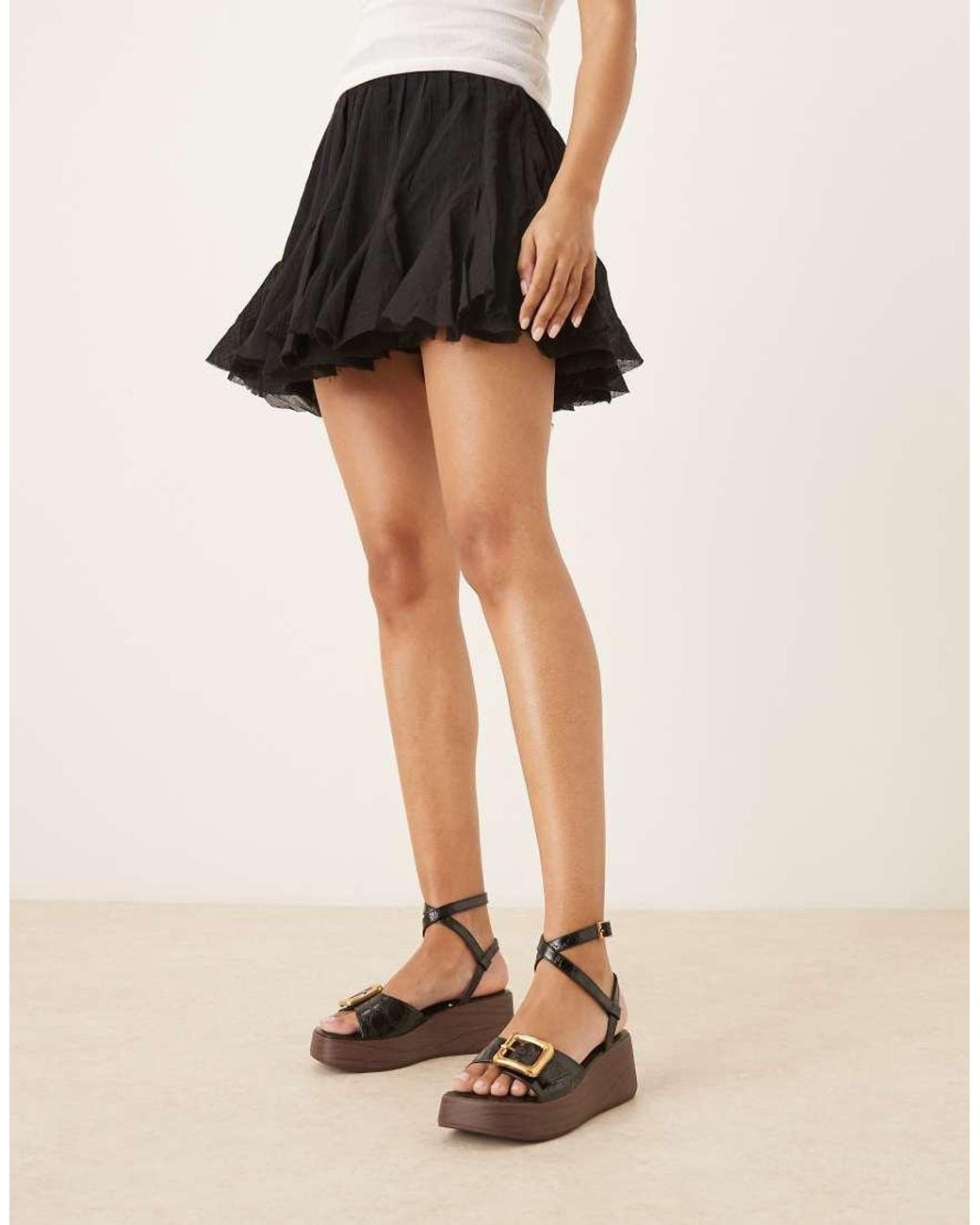 ASOS Natural Tammy Wood Effect Wedges With Buckle Detail
