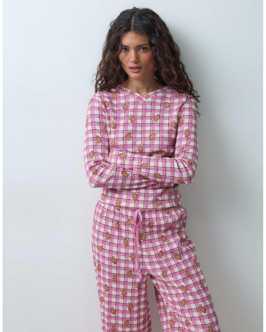 ASOS Pink Checked Pyjama Set