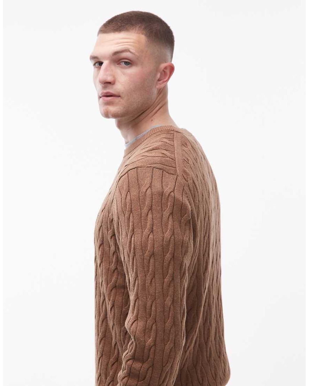 Tommy Hilfiger Brown Chunky Cable Knit Jumper for men