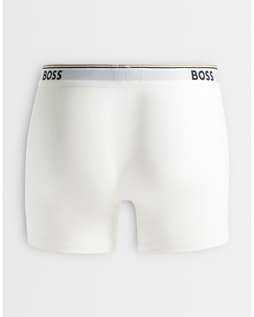 Boss White 3 Pack Power Logo Waistband Boxer Briefs for men