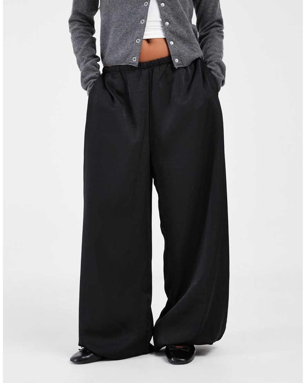 Vero Moda Black Mid Rise Balloon Trouser