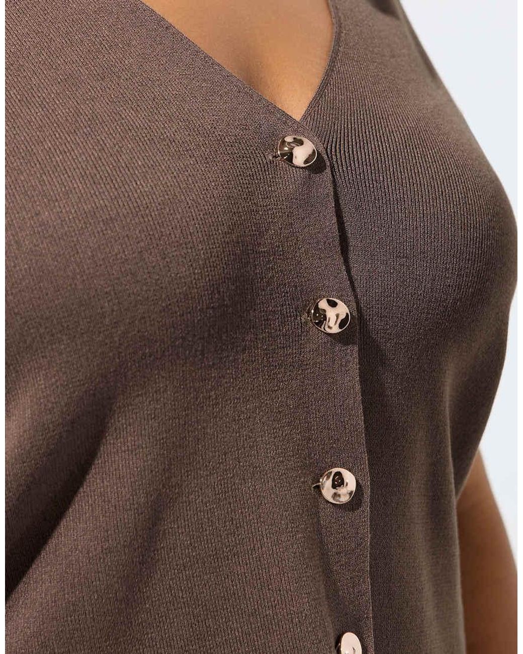 Yours Clothing Brown Short Sleeve Knitted Top