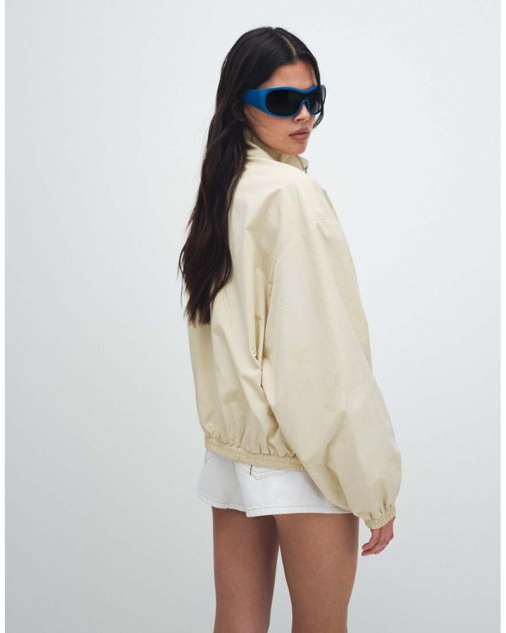 Weekday Natural Track Jacket With Funnel Collar