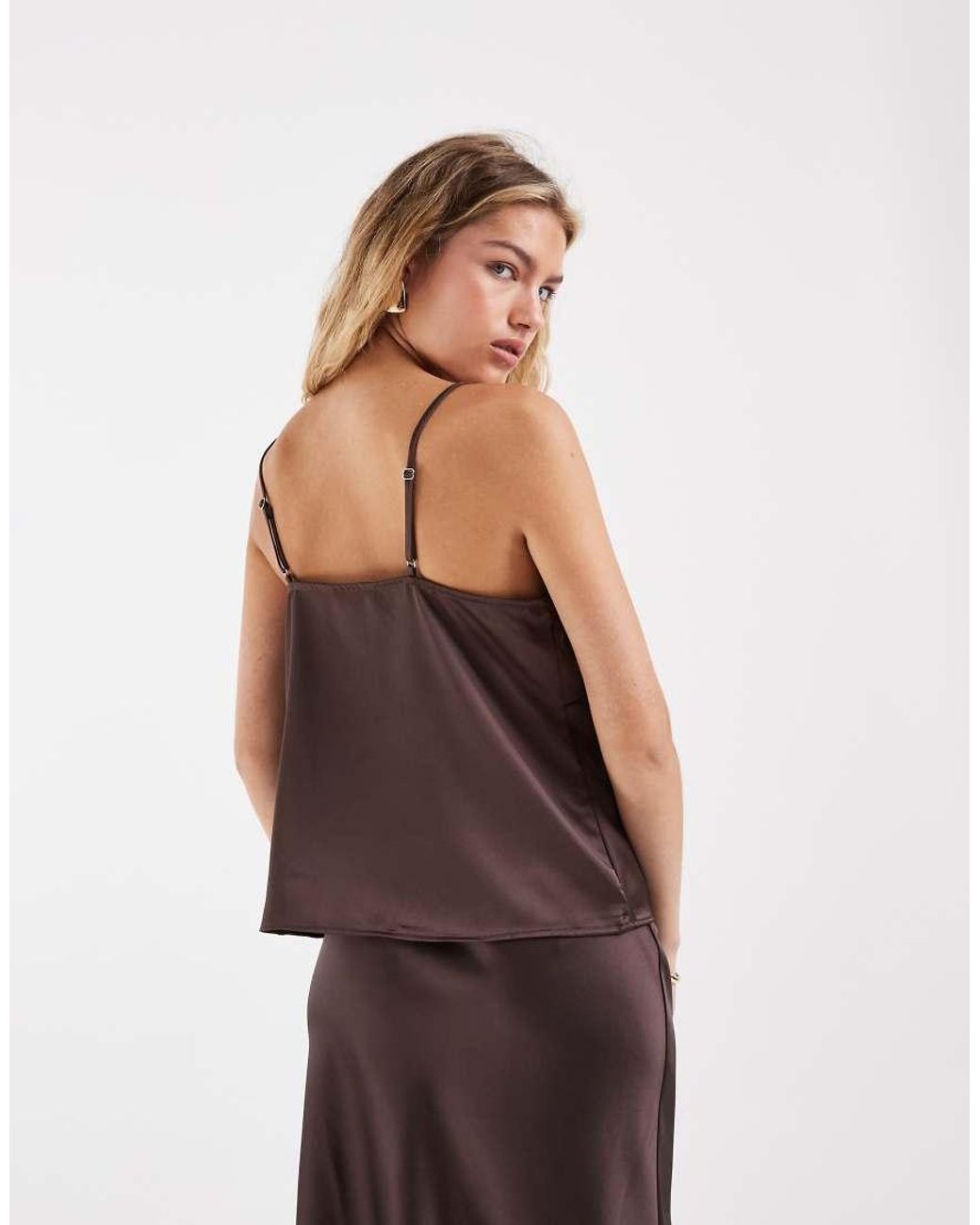 ONLY Purple Lace Details Satin Cami Top Co-ord