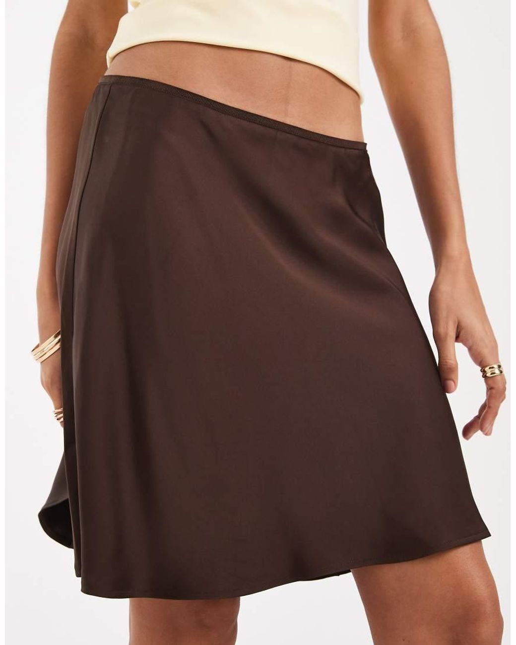 & Other Stories Brown Bias Cut Viscose Mini Skirt