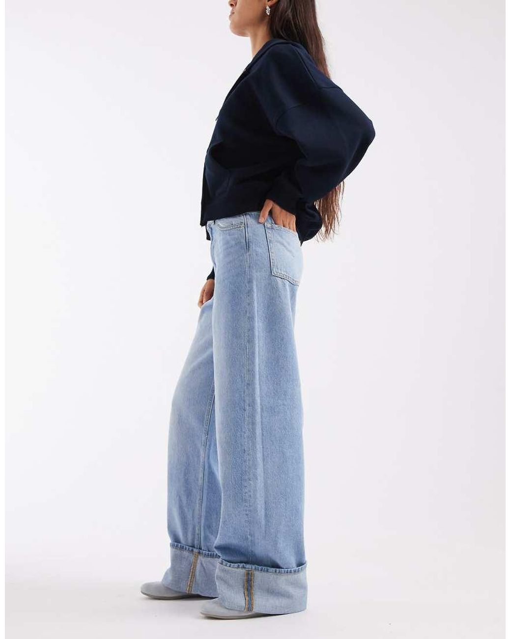JJXX Blue Tokyo Wide Leg Jeans With Turn Up