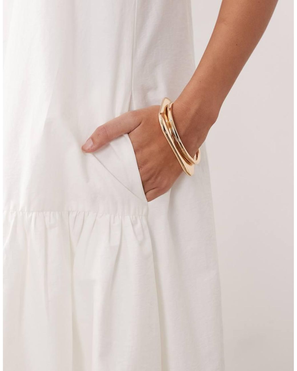 ARRANGE Natural Drop Waist Maxi Dress With Puffball Hem