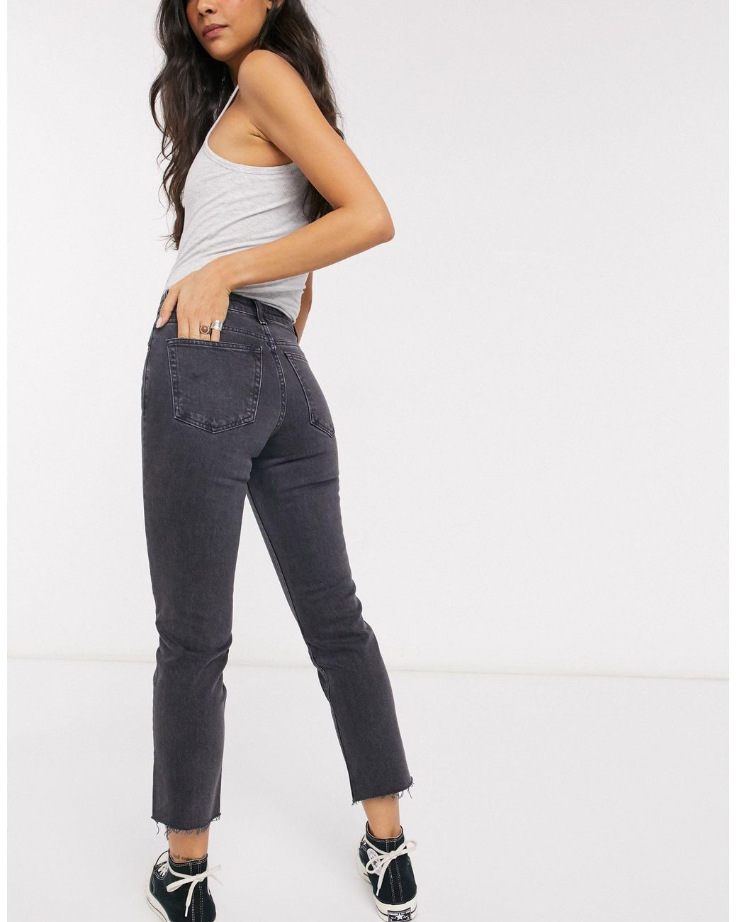 Raw hem straight leg jeans topshop 2025