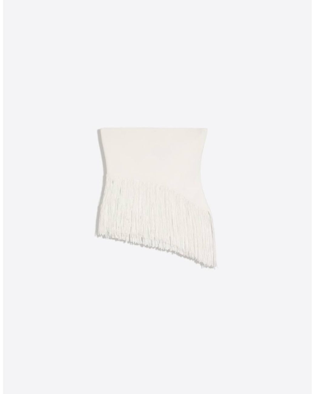 Bershka White Fringed Strapless Top