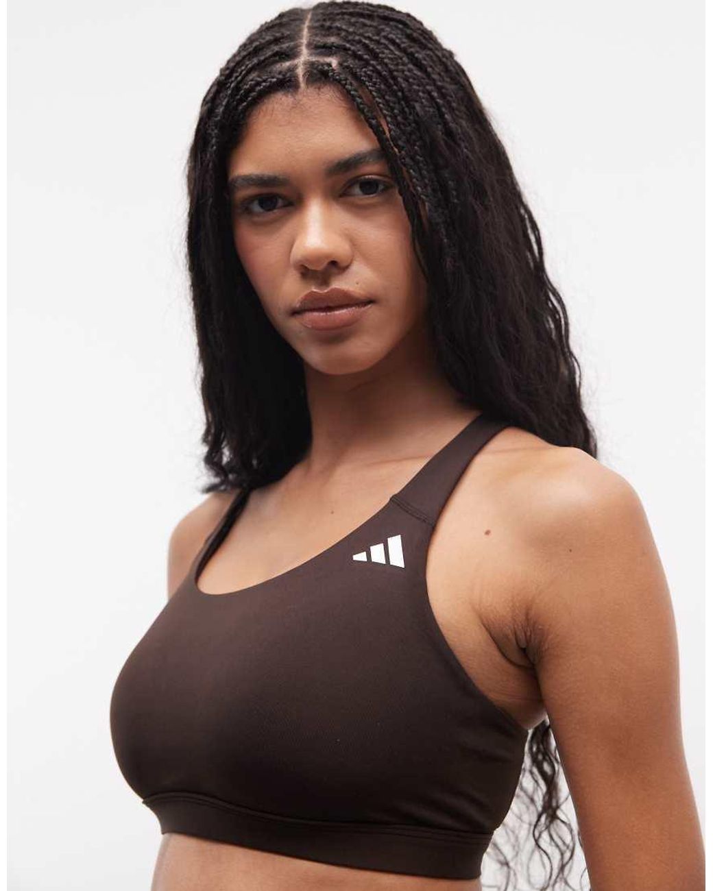 Adidas Originals Black Adidas Training Optime Essentials Mid Support Bra