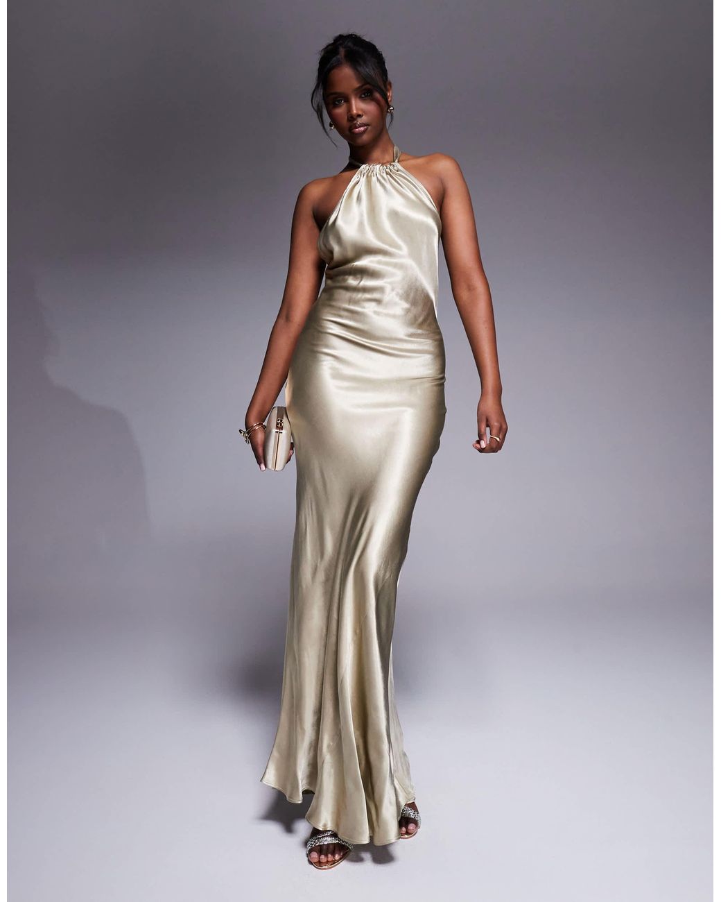 river island dress gold Halterneck Slip Maxi in White Style-Color-Dim:AP2E208131_AA958_M