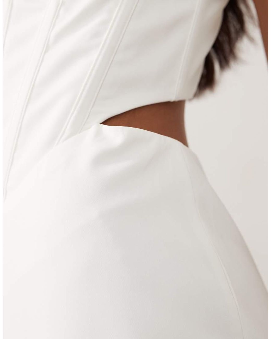 Bardot White Cami Corset Detail Cut Out Midi Dress