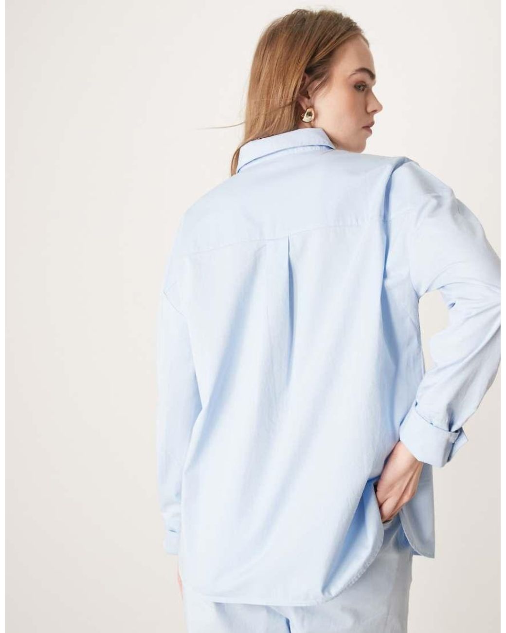 Pretty Lavish Blue Cotton Poplin Shirt Co-ord