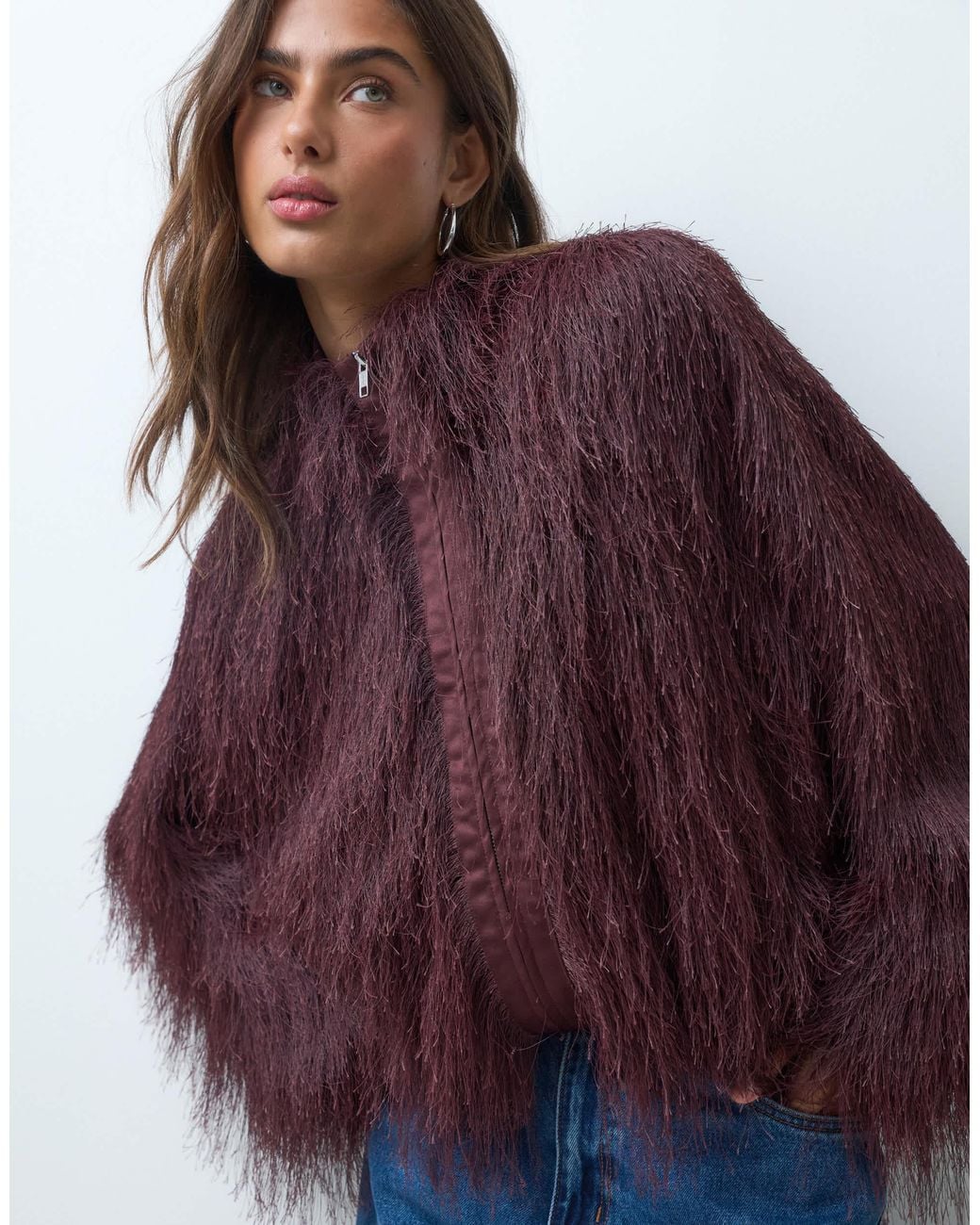 ASOS Purple Fluffy Bomber Jacket