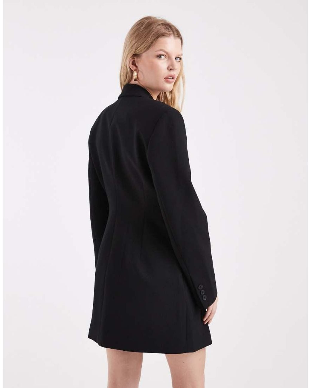 ASOS Black Wrap Front Blazer Dress With Tie Side