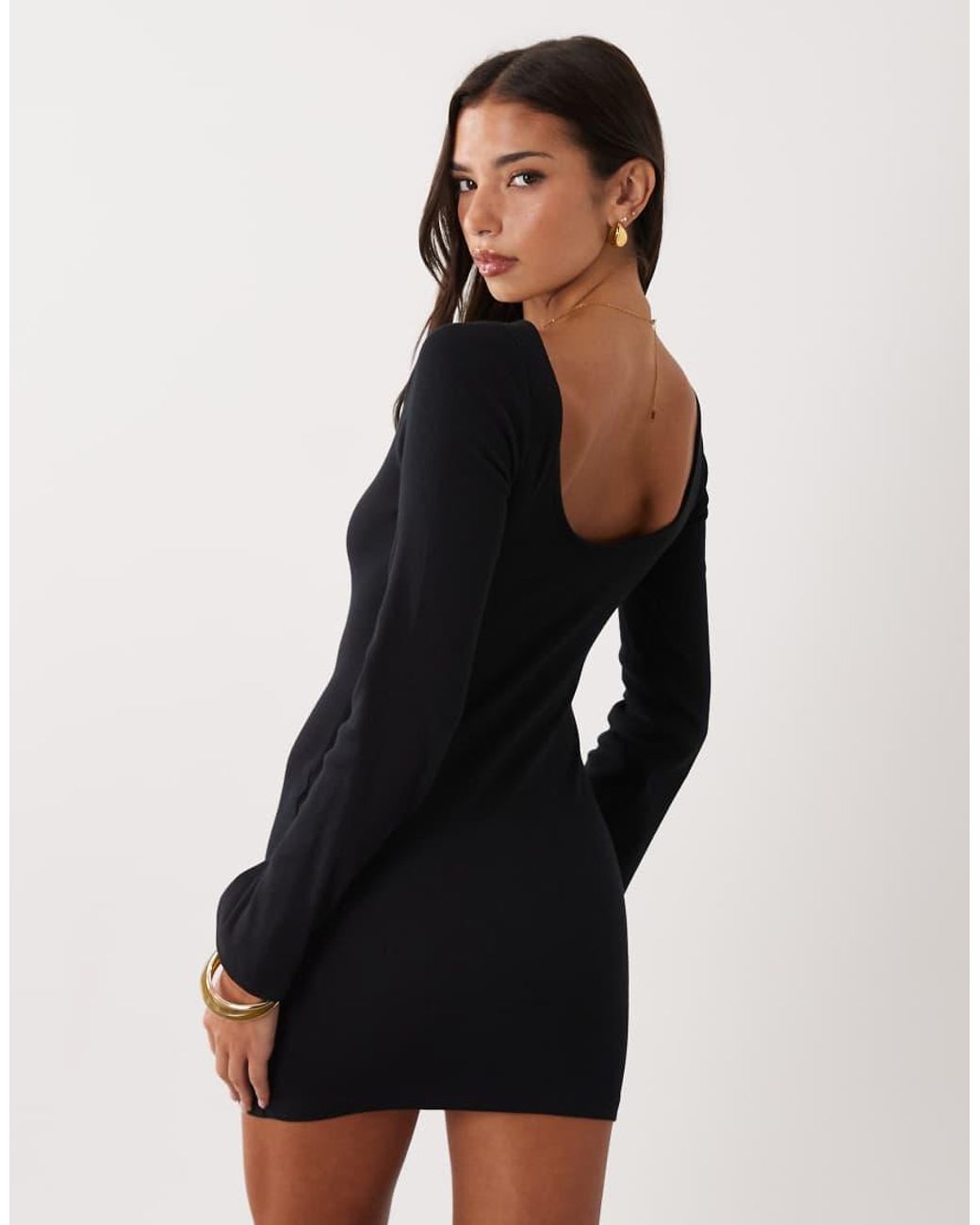 ASOS Black Cotton Rib Scoop Back Mini Dress