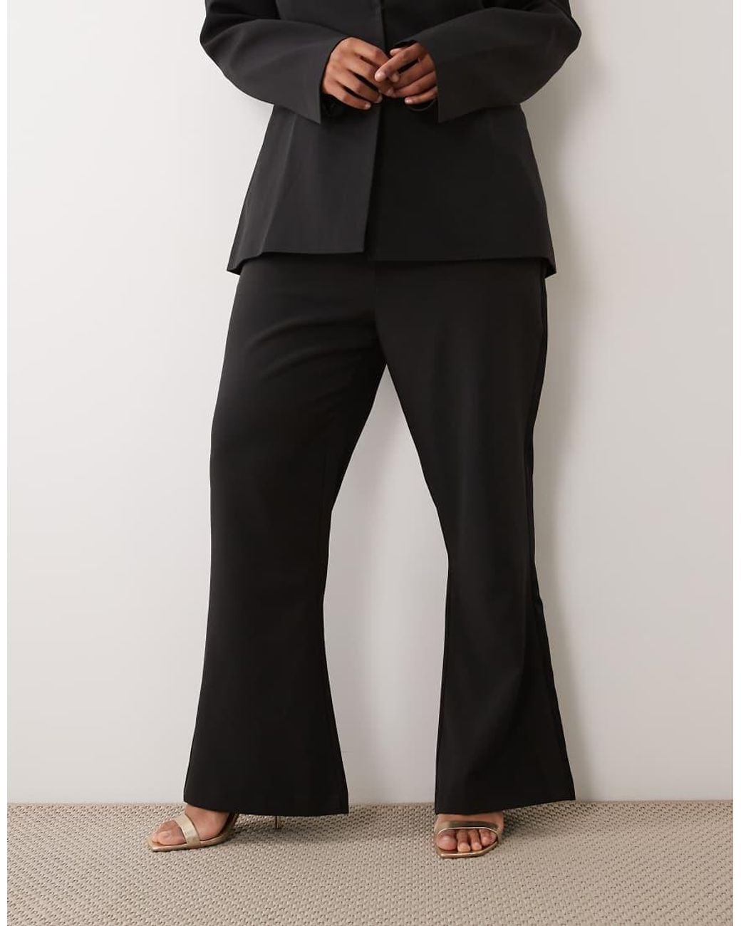 ASOS Black Curve Tailored Snatch Tux Flare Trousers
